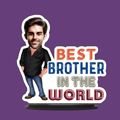 Personalized Caricature Photo Frame Best Gift For Birthday Gift for Brother, Sister Character Caricature Photo Frame Unique Design Gift for Raksha Bandhan (Best Brother In The World)